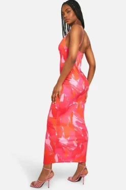 Bodycon Dresses|Maxi Dresses*boohoo Petite Abstract Cowl Maxi Dress pink