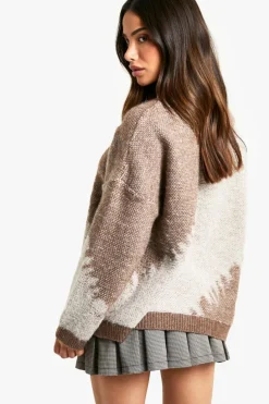 Jumpers|Jumpers & Cardigans*boohoo Petite Abstract Jacquard Knitted Jumper stone