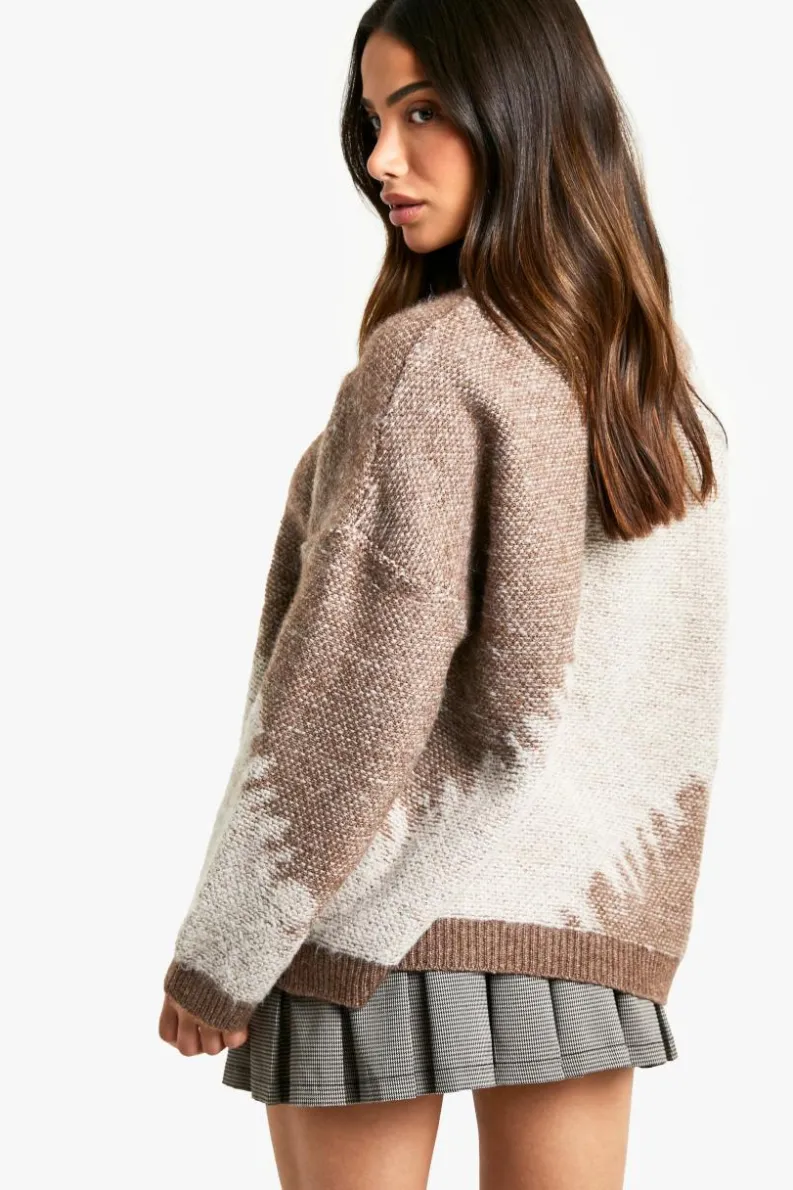 Jumpers|Jumpers & Cardigans*boohoo Petite Abstract Jacquard Knitted Jumper stone