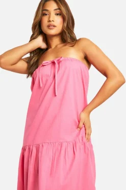 Smock Dresses*boohoo Petite Bandeau Trapeze Maxi Dress pink