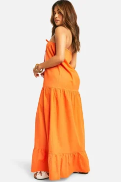 Smock Dresses*boohoo Petite Bandeau Trapeze Maxi Dress orange