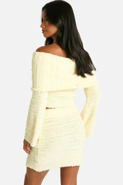 Jumpers|Jumpers & Cardigans*boohoo Petite Boucle Bardot Cropped Jumper butter