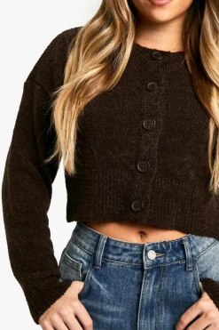 Cardigans|Jumpers & Cardigans*boohoo Petite Boucle High Neck Cardigan chocolate