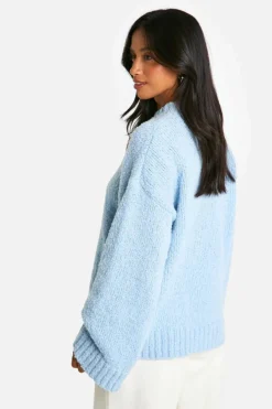 Oversized Jumpers*boohoo Petite Boucle Oversized Jumper light blue