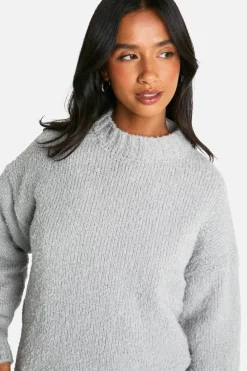 Oversized Jumpers|Jumpers*boohoo Petite Boucle Oversized Jumper grey