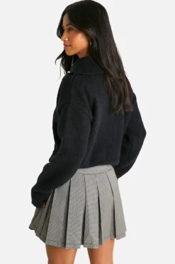 Cardigans|Jumpers & Cardigans*boohoo Petite Brushed Knit Zip Through Cardigan black