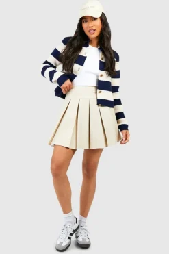 Cardigans|Jumpers & Cardigans*boohoo Petite Button Detail Stripe Cardigan navy
