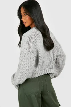 Cardigans*boohoo Petite Chunky Cardigan grey