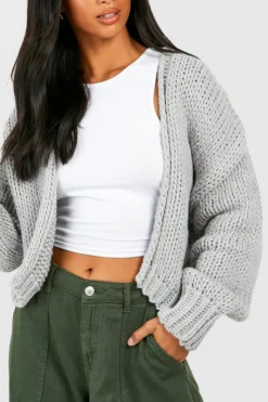 Cardigans*boohoo Petite Chunky Cardigan grey