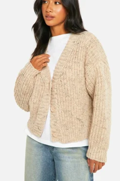 Cardigans*boohoo Petite Chunky Knit Cardigan stone