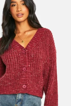 Cardigans|Knitwear*boohoo Petite Chunky Knit Cardigan burgundy