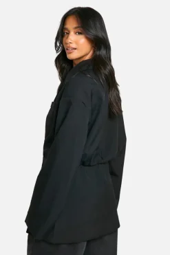 Up To 80% Off Winter Warmers|Suits & Tailoring*boohoo Petite Cinched Waist Blazer black