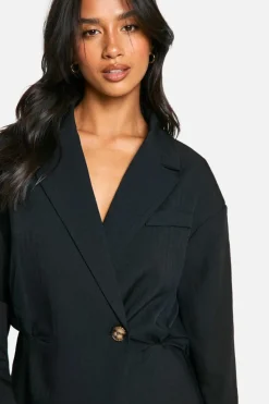Up To 80% Off Winter Warmers|Suits & Tailoring*boohoo Petite Cinched Waist Blazer black