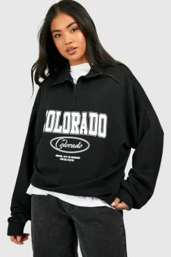 Sweatshirts|Hoodies & Sweatshirts*boohoo Petite Colorado Half Zip Sweatshirt black
