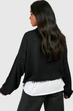 Sweatshirts|Hoodies & Sweatshirts*boohoo Petite Colorado Half Zip Sweatshirt black
