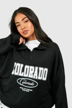 Sweatshirts|Hoodies & Sweatshirts*boohoo Petite Colorado Half Zip Sweatshirt black