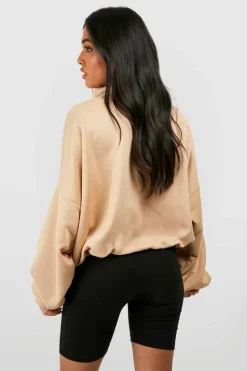 Sweatshirts|Hoodies & Sweatshirts*boohoo Petite Colorado Half Zip Sweatshirt stone
