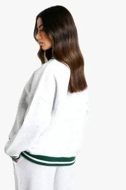Sweatshirts|Hoodies & Sweatshirts*boohoo Petite Contrast Rib Embroidered Sweatshirt grey
