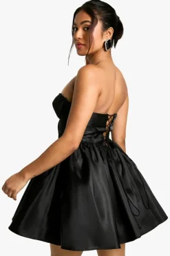 Skater Dresses|Mini Dresses*boohoo Petite Corset Lace Up Mini black