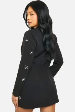 Blazer Dresses*boohoo Petite Daisy Crystal Embellished Blazer Dress black