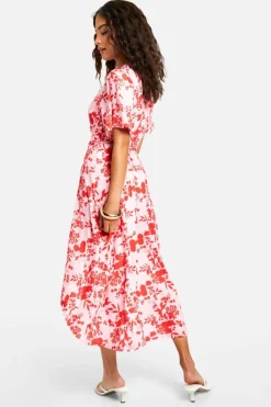 Wrap Dresses*boohoo Petite Ditsy Angel Sleeve Wrap Midaxi Dress pink