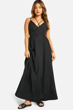 Smock Dresses*boohoo Petite Double Strap Maxi Dress black