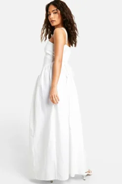 Smock Dresses*boohoo Petite Dropped Waist Maxi Dress white