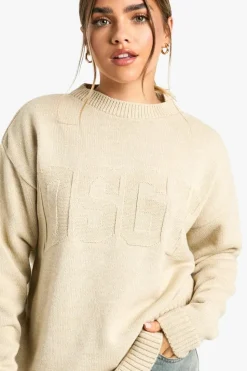 Jumpers|Up To 80% Off Winter Warmers*boohoo Petite DSGN Knitted Marl Reverse Stitch Jumper stone