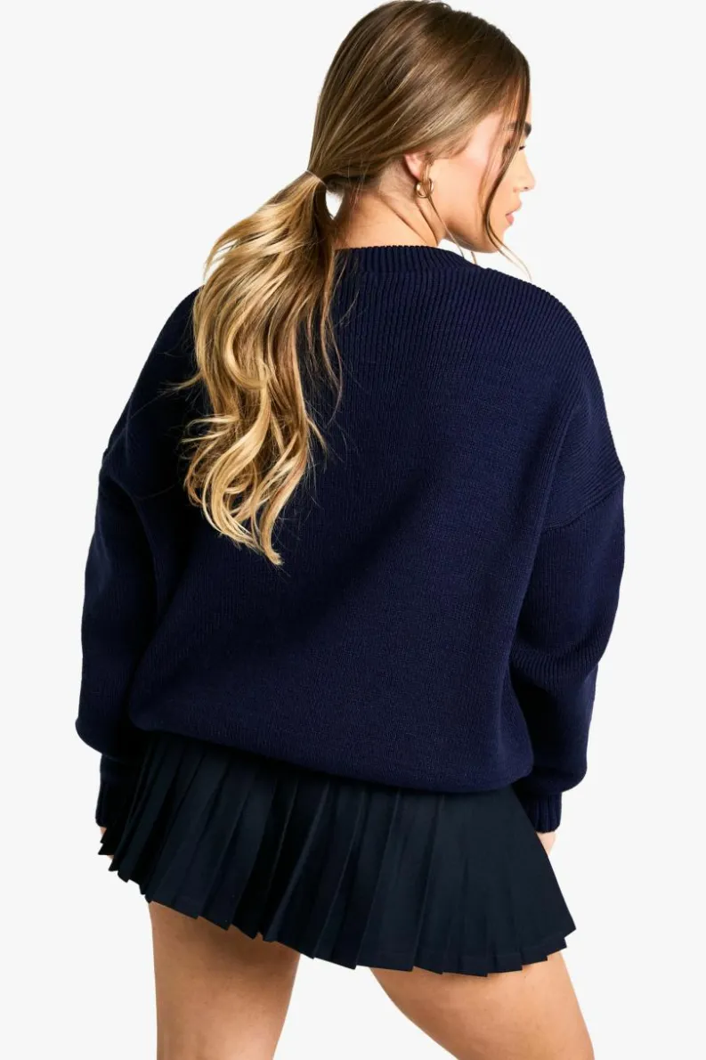 Jumpers|Dsgn Studio*boohoo Petite DSGN Studio V Neck Knitted Jumper navy