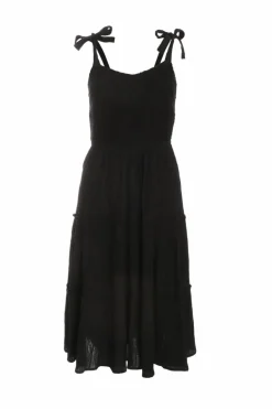 Midi Dresses*Quiz Petite Embroidered Strappy Tiered Midi Dress Black