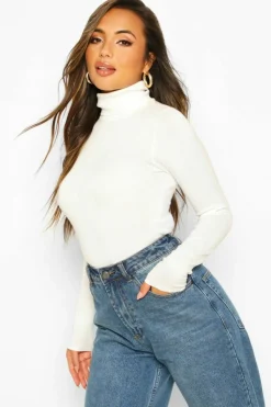 Jumpers|Knitwear*boohoo Petite Fine Knit Roll Neck Jumper black