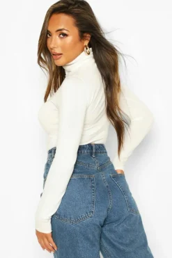 Jumpers|Knitwear*boohoo Petite Fine Knit Roll Neck Jumper cream