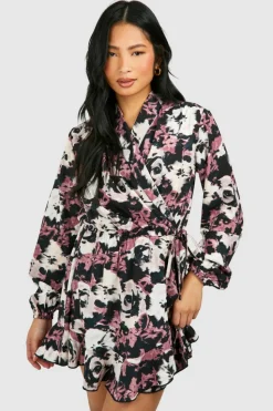 Wrap Dresses*boohoo Petite Wrap Mini Dress floral