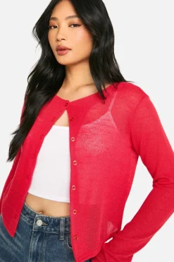 Cardigans*boohoo Petite High Neck Cardigan red
