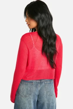Cardigans*boohoo Petite High Neck Cardigan red