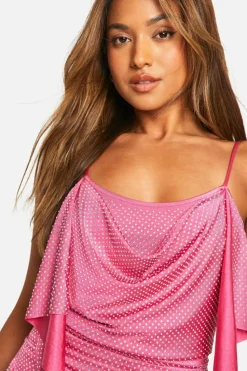 Mini Dresses|Dresses*boohoo Petite Hot Fix Draped Mini Dress hot pink