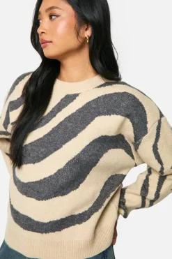 Jumpers*boohoo Petite Jacquard Swirl Knitted Jumper sand