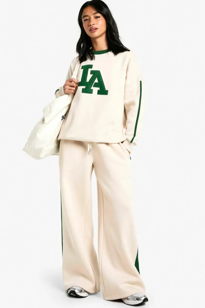 Sweatshirts|Athleisure*boohoo Petite LA Side Stripe Sweatshirt ecru