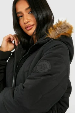 Up To 80% Off Winter Warmers|Long Coats*boohoo Petite Luxe Mountaineering Parka Coat black