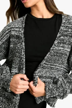Cardigans*boohoo Petite Marl Boucle Knitted Cardigan black
