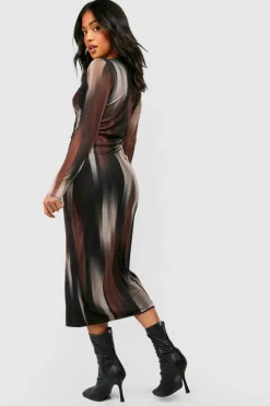 Bodycon Dresses|Long Sleeve Dresses*boohoo Petite Mesh Long Sleeve Midaxi Dress multi