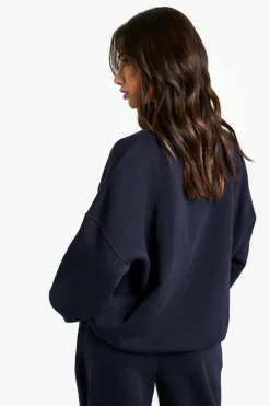 Sweatshirts|Athleisure*boohoo Petite Newport Applique Oversized Sweatshirt navy