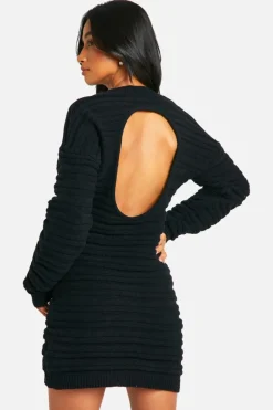Jumper Dresses|Jumper Dresses*boohoo Petite Open Back Knitted Jumper Dress black