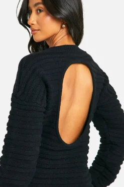 Jumper Dresses|Jumper Dresses*boohoo Petite Open Back Knitted Jumper Dress black