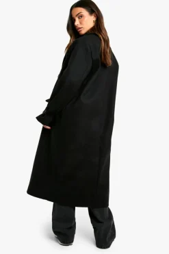 Up To 80% Off Winter Warmers|Wool Look Coats*boohoo Petite Oversized Cuff Detail Wool Look Coat black
