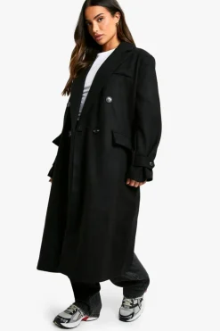 Up To 80% Off Winter Warmers|Wool Look Coats*boohoo Petite Oversized Cuff Detail Wool Look Coat black