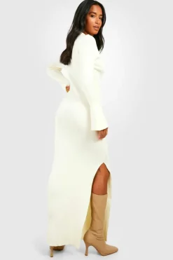 Jumper Dresses|Jumper Dresses*boohoo Petite Premium Rib Knit Maxi Dress cream