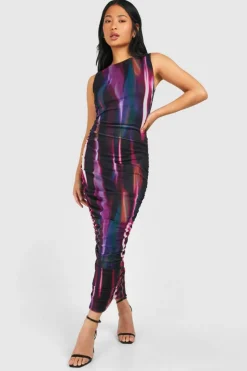 Bodycon Dresses*boohoo Petite Ruched Mesh Midaxi Dress multi