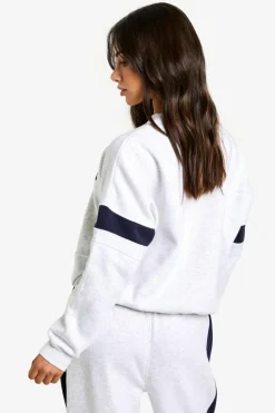 Sweatshirts|Athleisure*boohoo Petite Santa Monaco Panel Detail Oversized Sweatshirt grey