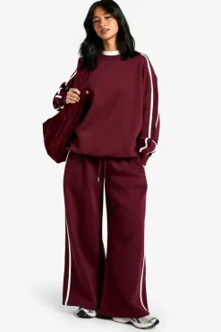 Sweatshirts|Athleisure*boohoo Petite Side Stripe Sweatshirt burgundy
